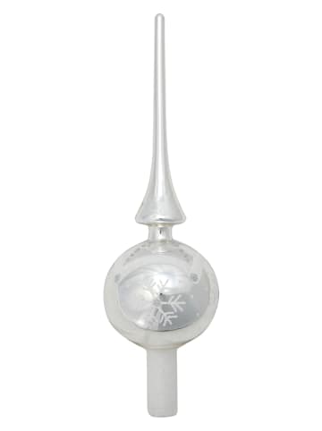 Krebs Glas Lauscha Kerstboompiek "Designer" zilverkleurig - (L)28 cm