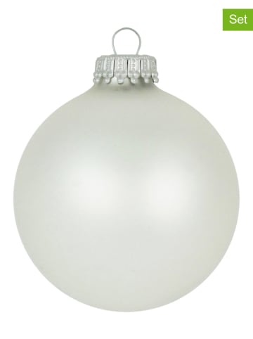 Krebs Glas Lauscha Kerstballen wit/zilverkleurig - 8 stuks