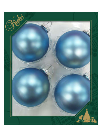 Krebs Glas Lauscha Kerstballen lichtblauw - 4 stuks