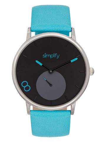 Simplify Kwartshorloge "The 7200" turquoise/zilverkleurig/zwart