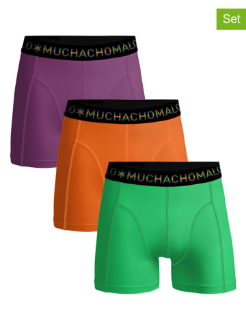 Muchachomalo Bokserki (3 pary) w kolorze zielonym, fioletowym i pomarańczowym