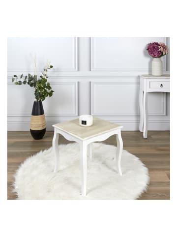 THE HOME DECO FACTORY Stolik w kolorze biało-beżowym - 45 x 45 x 45 cm