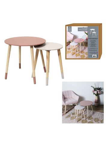 THE HOME DECO FACTORY Set van twee bijzettafels lichtroze