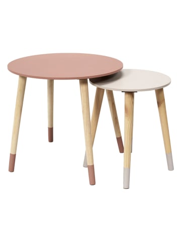 THE HOME DECO FACTORY Set van twee bijzettafels lichtroze