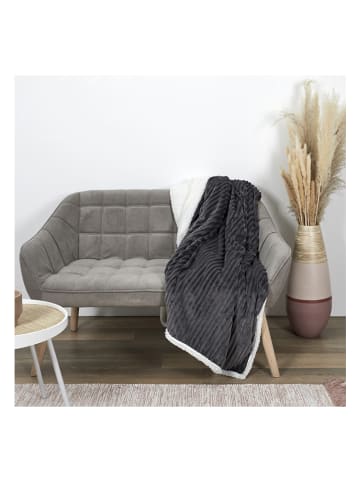 THE HOME DECO FACTORY Bedsprei antraciet/wit - (L)220 x (B)180 cm