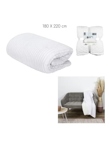 THE HOME DECO FACTORY Plaid in Weiß - (L)220 x (B)180 cm