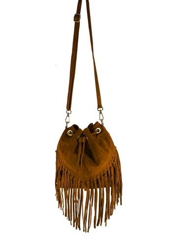 Florence Bags Leren schoudertas "PD" lichtbruin - (B)27 x (H)30 x (D)6 cm
