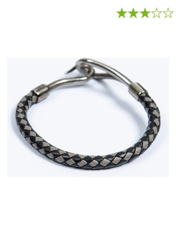 Hermès Leder-Armband in Grau/ Schwarz