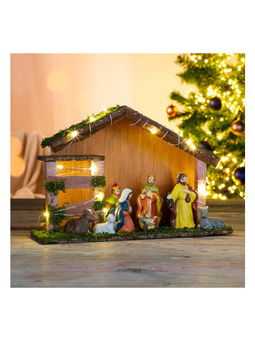 Profiline Led-kerstkribbe met accessoires meerkleurig - (B)30 x (H)20 x (D)10 cm