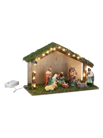Hollybell Dekoracyjna stajenka LED z akcesoriami ze wzorem - 40 x 25,5 x 16 cm