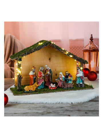 Hollybell Dekoracyjna stajenka LED z akcesoriami ze wzorem - 40 x 25,5 x 16 cm