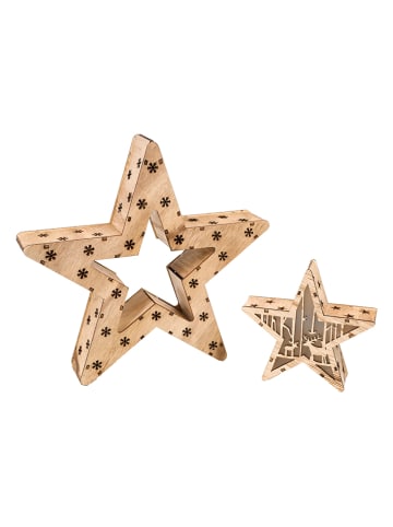 Profiline Decoratieve ledlampen "Wooden Star" warmwit - 2 stuks