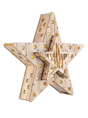 Profiline Decoratieve ledlampen "Wooden Star" warmwit - 2 stuks
