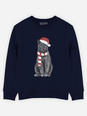 WOOOP Bluza "Xmas Cat" w kolorze granatowym