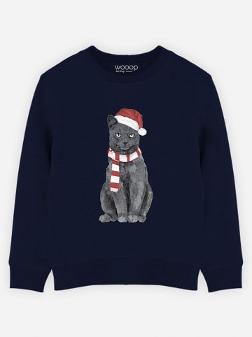 WOOOP Sweatshirt "Xmas Cat" donkerblauw