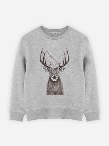 WOOOP Sweatshirt "Christmas Deer" in Grau