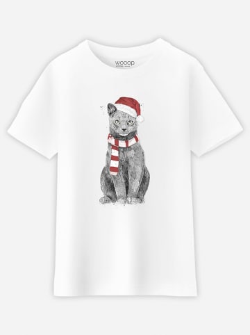 WOOOP Koszulka "Xmas Cat" w kolorze białym