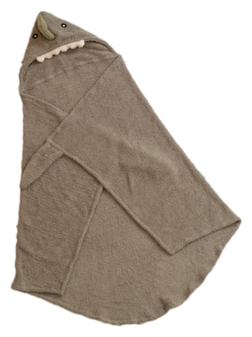Crochetts Ręcznik "Dino" w kolorze szarym z kapturem - 120 x 110 cm
