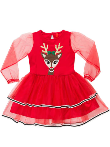 Denokids Sukienka "Tulle Deer" w kolorze czerwonym
