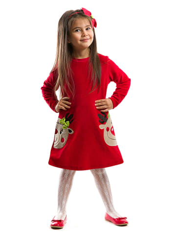 Deno Kids Sukienka "Twin Deers" w kolorze czerwonym