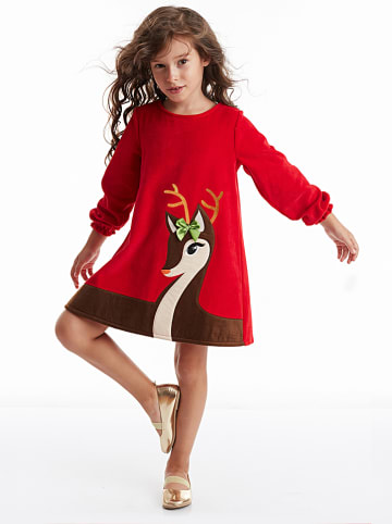 Deno Kids Jurk "Little Deer Christmas" rood