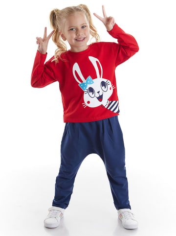 Deno Kids 2tlg. Outfit "Funny Bunny" in Rot/ Dunkelblau