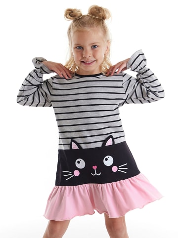 Denokids Jurk "Black Cat" grijs/lichtroze
