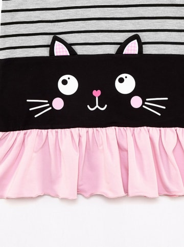 Denokids Sukienka "Black Cat" w kolorze jasnoróżowo-szarym