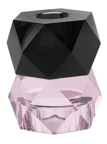Miss Étoile Świecznik w kolorze jasnoróżowo-czarnym - wys. 8 x Ø 7 cm