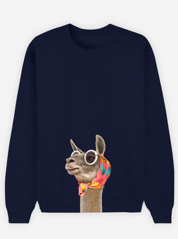 WOOOP Sweatshirt "Lama" donkerblauw