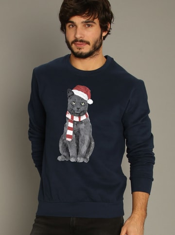 WOOOP Sweatshirt "Xmas Cat" donkerblauw
