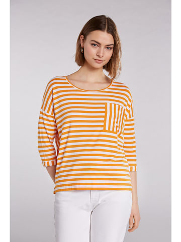 Oui Shirt in Orange/ Weiß