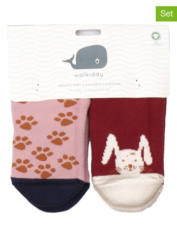 Walkiddy 2er-Set: ABS-Socken in Rosa/ Rot