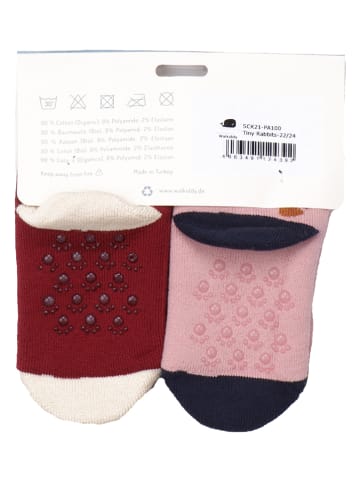 Walkiddy 2-delige set: antislipsokken lichtroze/rood