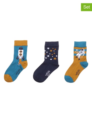 Walkiddy 3-delige set: sokken geel/blauw/donkerblauw