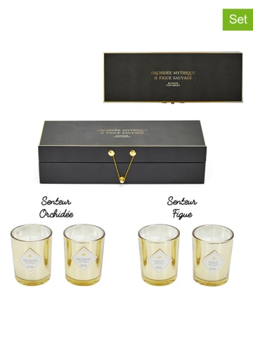 Rétro Chic 4er-Set: Duftkerzen in Gold - 4x 60 g