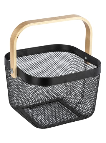 Wenko Opbergmand "Bambusa" zwart/naturel - (B)25 x (H)17 x (D)25 cm