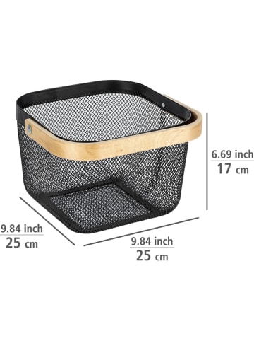 Wenko Aufbewahrungskorb "Bambusa" in Schwarz/ Natur - (B)25 x (H)17 x (T)25 cm