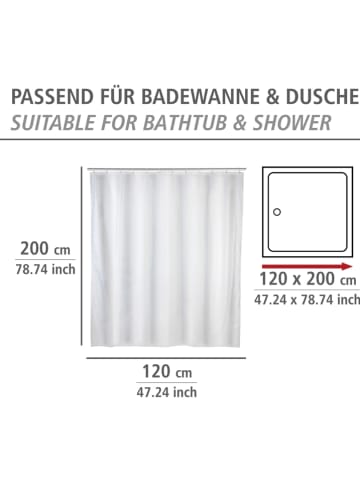 Wenko Duschvorhang in Weiß - (B)180 x (H)200 cm