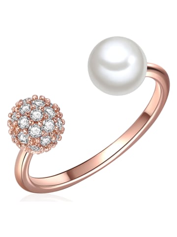 Perldesse Rosévergold. Ring mit Perle und Edelsteinen