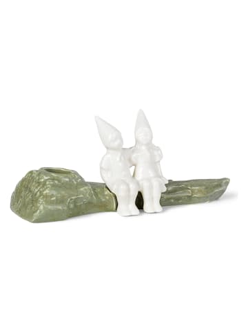 Kähler Świecznik w kolorze oliwkowo-białym - 19 x 8,5 cm