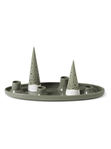 Kähler Adventskrans "Nobili Oval" olijfgroen - (L)33 x (B)13 x (H)15,5 cm