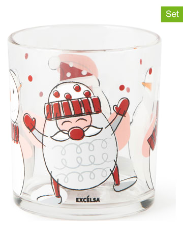Trendy Kitchen by EXCÉLSA Szklanki (3 szt.) "Snowman" w kolorze biało-czerwonym - 250 ml