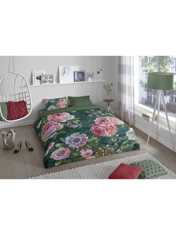 Good Morning Beddengoedset "Fleur" groen/roze