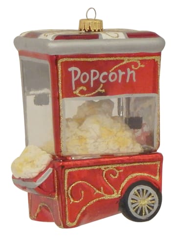 Krebs Glas Lauscha Christbaumornament "Popcornmaschine" in Rot - (L)10 cm