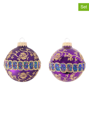 Krebs Glas Lauscha Kerstballen beskleurig - 4 stuks - Ø 7 cm