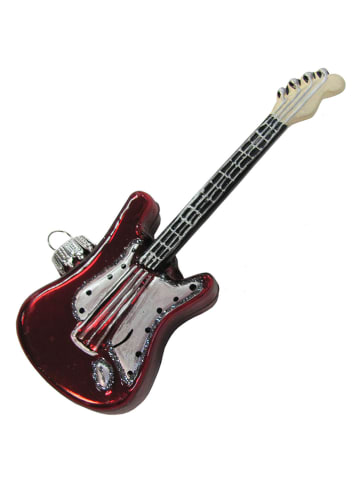 Krebs Glas Lauscha Christbaumornament "E-Gitarre" in Rot - (L)11 cm