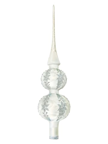 Krebs Glas Lauscha Baumspitze in Silber - (L)30 cm