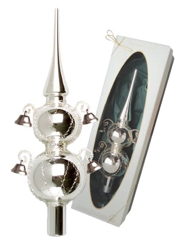 Krebs Glas Lauscha Baumspitze in Silber - (L)29 cm