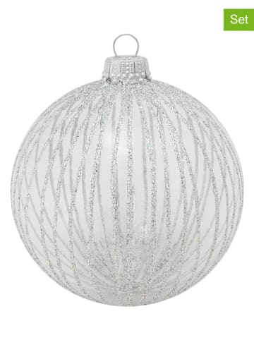 Krebs Glas Lauscha Kerstballen zilverkleurig - 6 stuks - Ø 8 cm